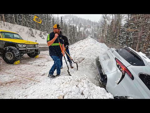 Snow Storm Launches Toyota Off The Mountain Pass!