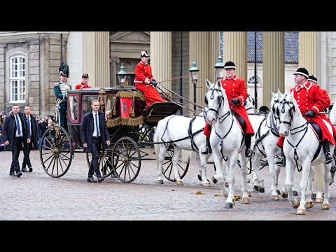 Queen Margrethe leaves Amalienborg for the proclamation of King Frederik