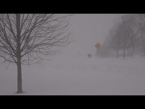 Whiteout conditions, drifting in Alden