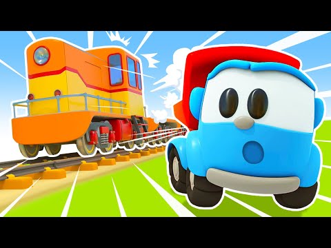 Car cartoons &amp; car cartoon full episodes - Leo the Truck &amp; train station for trains.