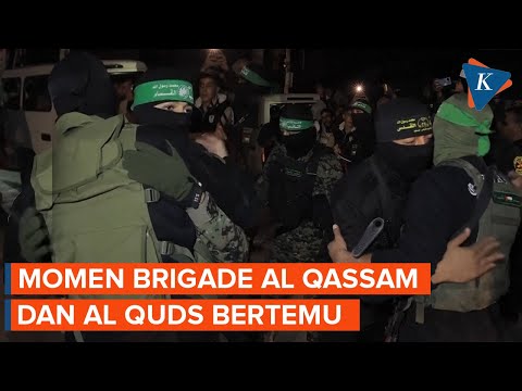 Momen Pasukan Al Qassam dan Al Quds Berpelukan Usai Bebaskan Tahanan Israel