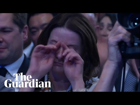 Gillian Keegan appears moved to tears during Rishi Sunak speech