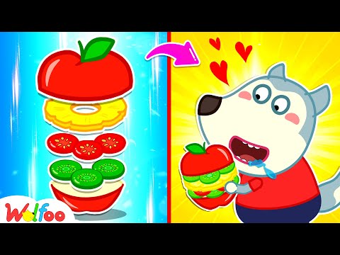 Let's Make a Yummy Fruits &amp; Vegetables Burger! - Best Parenting Life Hacks 🤩 Wolfoo Kids Cartoon