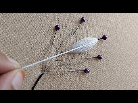 Super easy hand embroidery with pins📍📍📍|easy flower design|hand embroidery