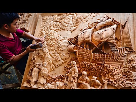 6 Months Carving a Huge Wall Art from a Piece of Wood