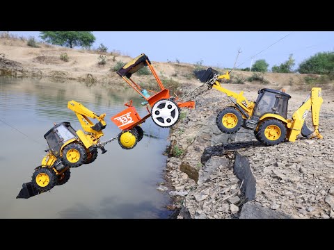 HMT Tractor And JCB Machine Accident Pulling Out JCB 5CX Ultra ? Cartoon Jcb Tractor Dumper | CS Toy