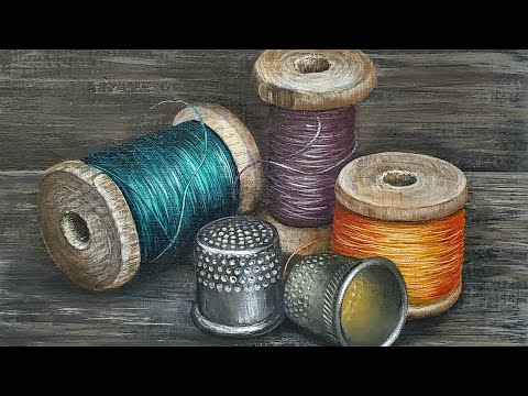 Sewing Still Life Acrylic Painting LIVE Tutorial