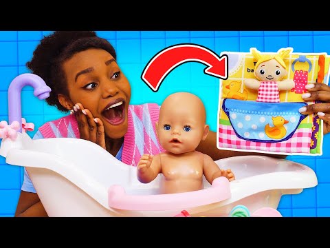 Bedtime stories for baby doll. Evening routine with baby dolls. Baby born doll videos for kids.