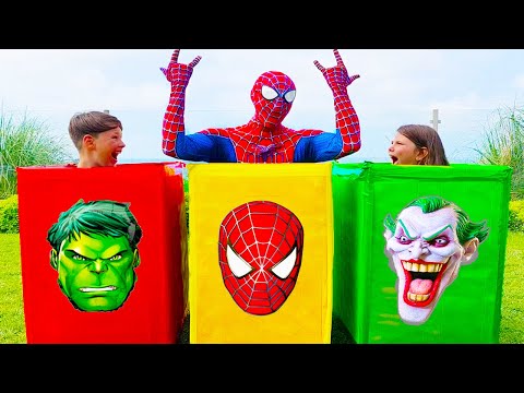 Mystery Superheroes Boxes Kids Toys Stories with Adriana and Ali