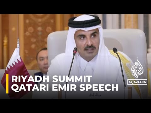 Qatar&rsquo;s emir condemns silence on Gaza