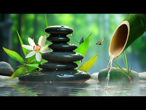 Bamboo Water Fountain and Healing Piano Music - Relaxing Music, Sleep Music, Spa Music, Meditation