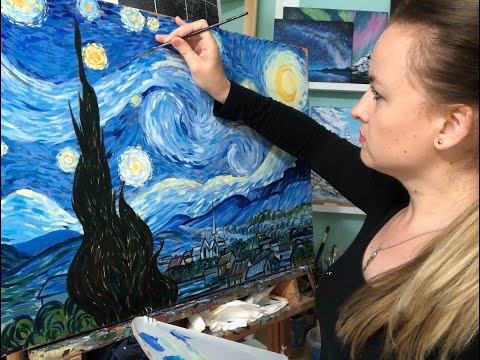 Vincent Van Gogh: The Starry Night | Acrylic Painting Time lapse video