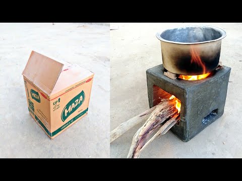 How to Make Firewood Stove with Cement and Carton || Diy Rocket Stove Designs