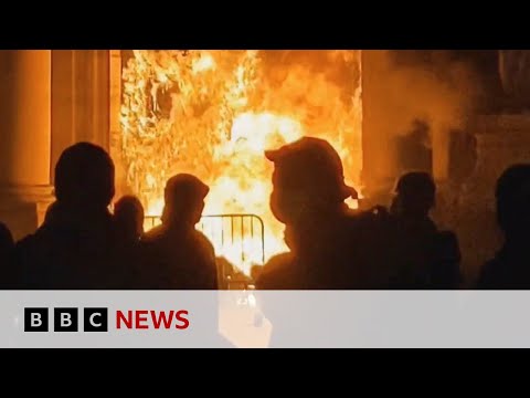 Bordeaux town hall set on fire as France pension protests continue &ndash; BBC News