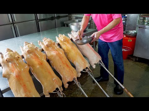 Visual Impacting Process ! Crispy Roast Suckling Pig Making - Hong Kong Street Food