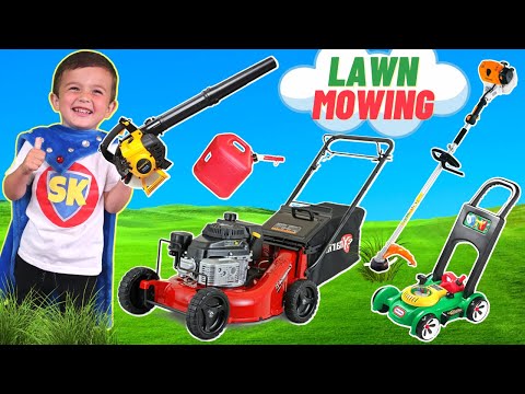 Lawn Mower, Weed Eater, Leaf Blower for Kids | Yard Work Obstacle Course | Grass Cutting Playtime