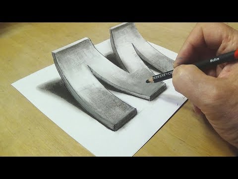 How To Draw A 3d Letter M - Awesome Trick Art