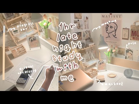 1 HOUR real time late night study with me (chill lofi music) #5 🧸 ipad note taking, typing bg noise