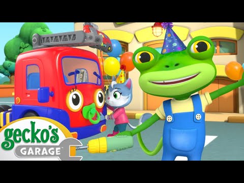 Happy Birthday Baby Firetruck! | Animals for Kids | Funny Cartoons | Learn about Animals