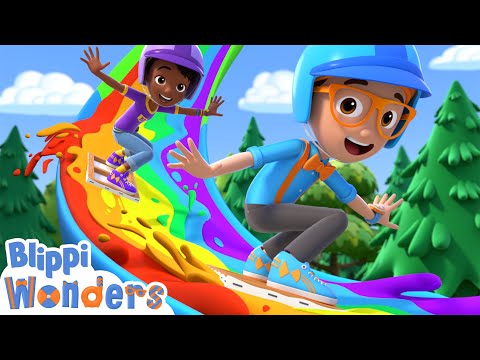 NEW! Blippi &amp;amp; Meekah Learn to Paint a Rainbow! | Blippi Wonders Educational Videos for Kids