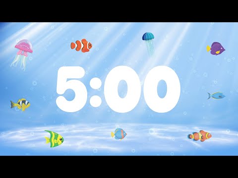 5 Minute Countdown Timer for Kids with Alarm and Fun Music | Under the Sea 🐟