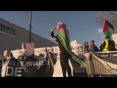 Pro-Palestinian protestors rally outside of Biden donor event in Chicago