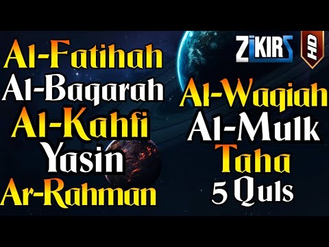 Surat Al Fatihah, Al Baqarah, Al Kahfi, Yasin, Ar Rahman, Al Waqiah, Al Mulk, Taha &amp; 5 Quls