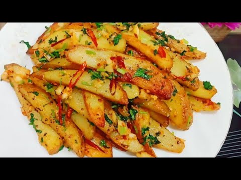 New style Butter Garlic Potato Snacks Recipe! Its So Delicious! Garlic Potato Chips! French Fry Rcp