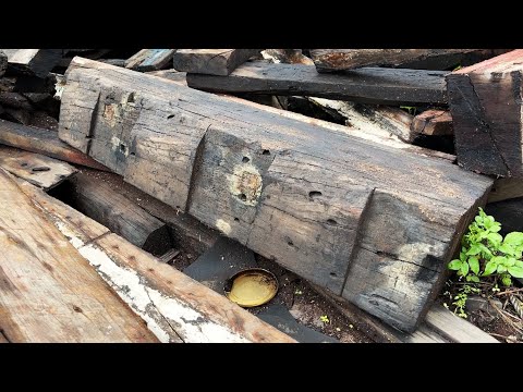 The Process Of Recycling Old Ship Wood // A Series Of Sturdy Wooden Tables And Chairs Are Created