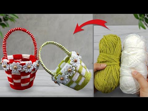 Make a flower vase from a Paper Cup and woolen yarn | Woolen Flowers vase craft idea 🌹🌺 | Home Decor