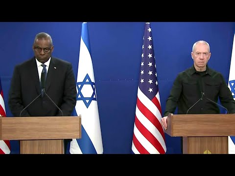 U.S. defense secretary and Israeli defense minister speak jointly at a press conference in Tel Aviv