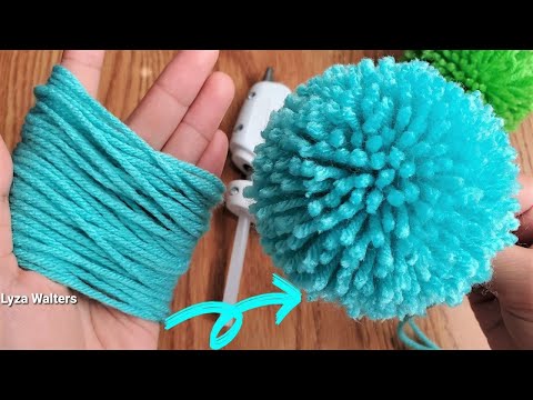 Yarn Pom Pom Making by Hand with Glue for Crocheted Hat