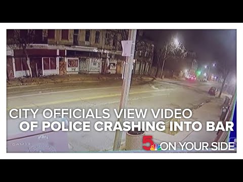 Portions of body cam video following police SUV crash into Bar:PM shown to city officials