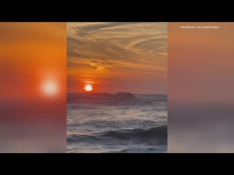 Whale watching boat battles big waves, high surf