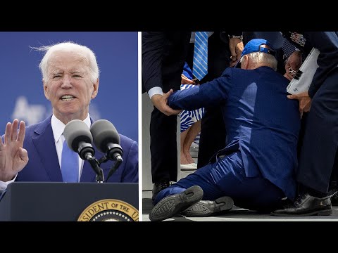 U.S. President Joe Biden falls on stage during commencement ceremony