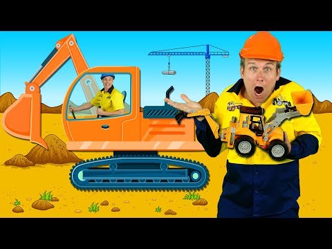 &quot;Construction Machines&quot; Kids Song - Diggers, Trucks, Backhoe, Construction Toys