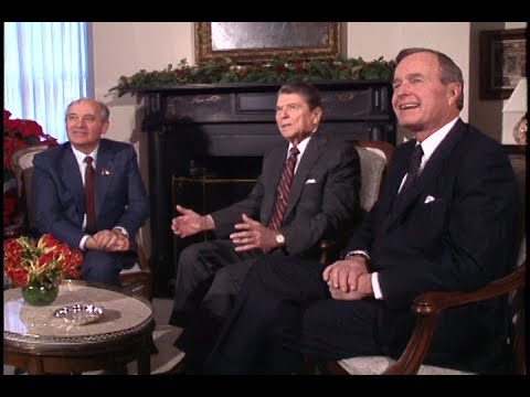 President Reagan Meeting with Mikhail Gorbachev at Governors Island on December 7, 1988