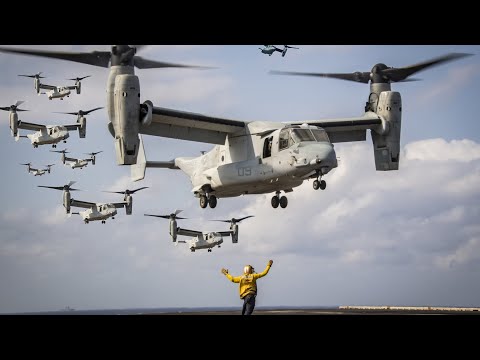 MV-22 Osprey Using Its GAU-17 Minigun Weapon System