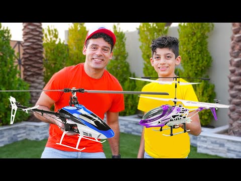 Jason plays with new helicopter and airplane challenge