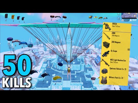 50 Kills😱BEST LOOT LANDING in SNOWY VILLAGE❄️PUBG Mobile