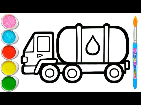 Drawing, Painting, Coloring Water Tanker for Kids &amp; Toddlers | How to Draw, Paint Basics 