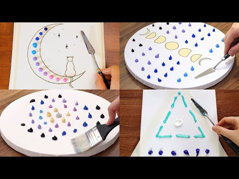 Moon Painting Special Compilation 3 hours｜Acrylic Painting on Canvas｜Satisfying Art ASMR