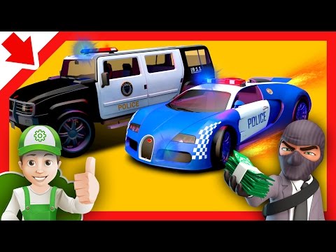 Police cars chase cartoon for children and Monster Machines. Police cartoon for children Kids story