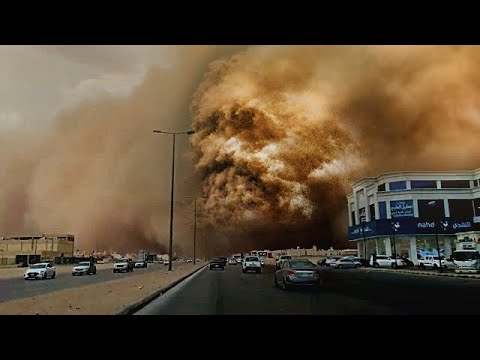 The sun disappeared and the day turned into a scary darkness! Terrible dust storm hits Riyadh, Saudi