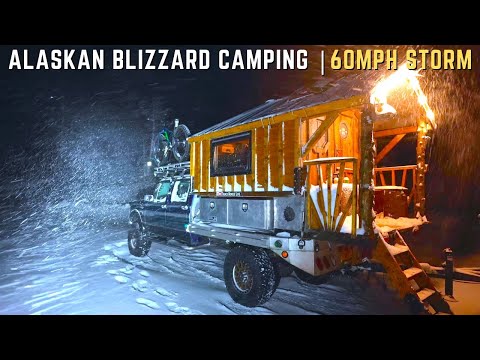 Riding Out a 60mph Blizzard in my Homemade Truck Camper 