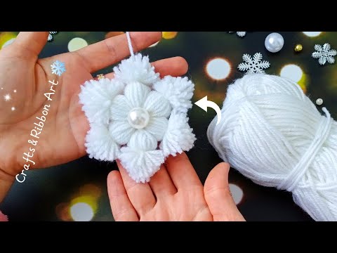 It's so Beautiful 💖🎄 Easy Snowflake Making Idea with Yarn - DIY Amazing Christmas Ornament with wool