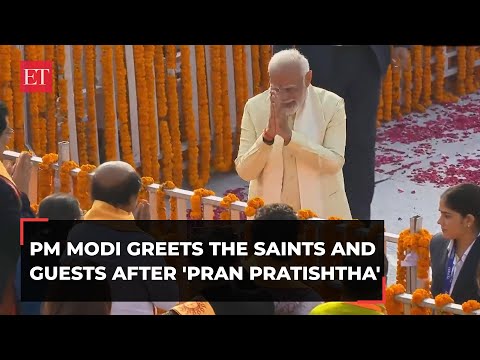 PM Modi greets the saints and guests after the Ram Mandir consecration ceremony conclusion