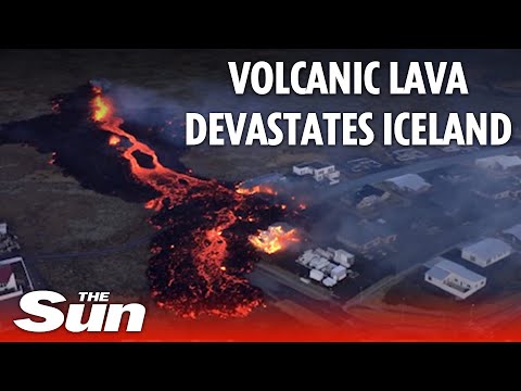 Iceland volcano: Horror drone footage shows lava melting town