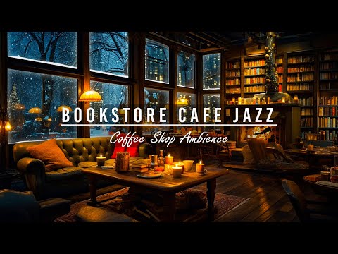 ☕Cozy Jazz Music with Bookstore Cafe Ambience &amp; Crackling Fireplace for Study, Relaxing or Sleeping