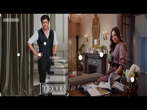 Shahrukh khan and Gauri khan /  Shofa , curtain D decor , Roman blinds￼￼ /. 